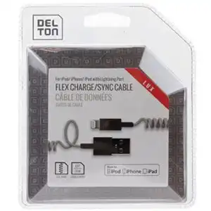 Delton Apple Certified MFI Flex Coiled Lightning to USB Sync and Charge Data Cable for Apple (Gray)