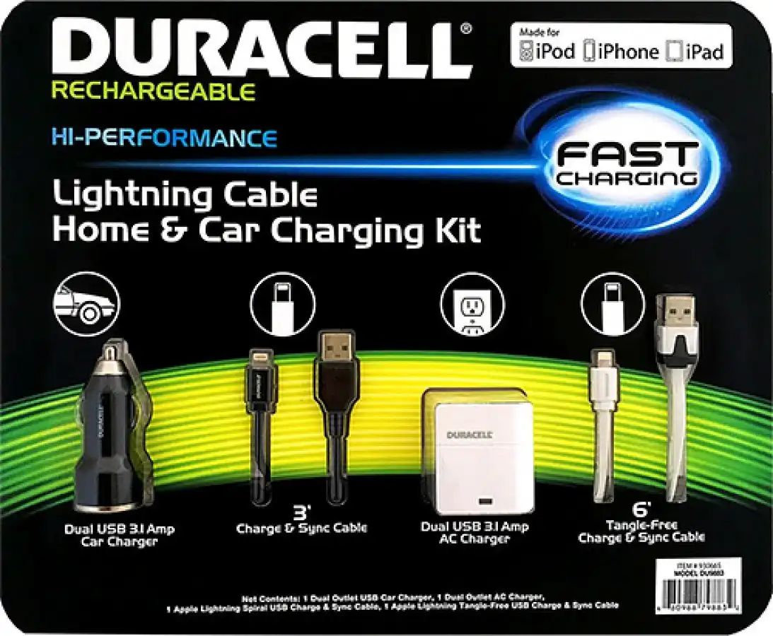 DURACELL Lightning Cable Home & Car Charging Kit
