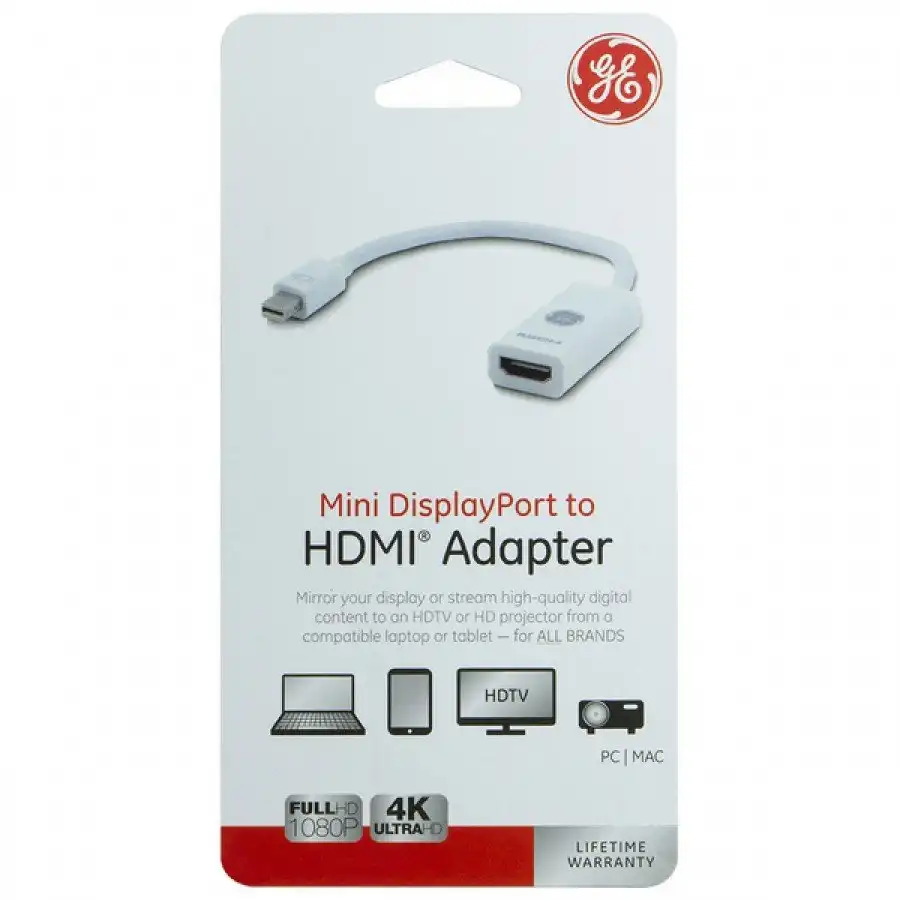 GE Mini Displayport To HDMI Adapter - White