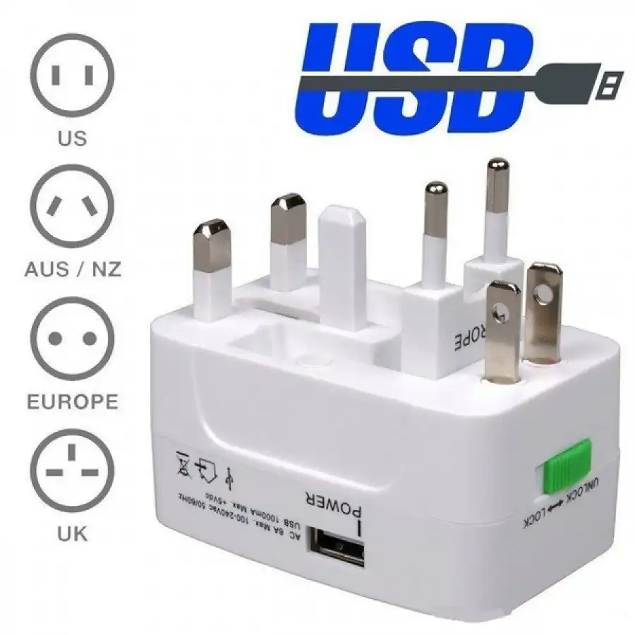 ALL-IN-ONE Universal Travel Adaptor with 1000mA USB