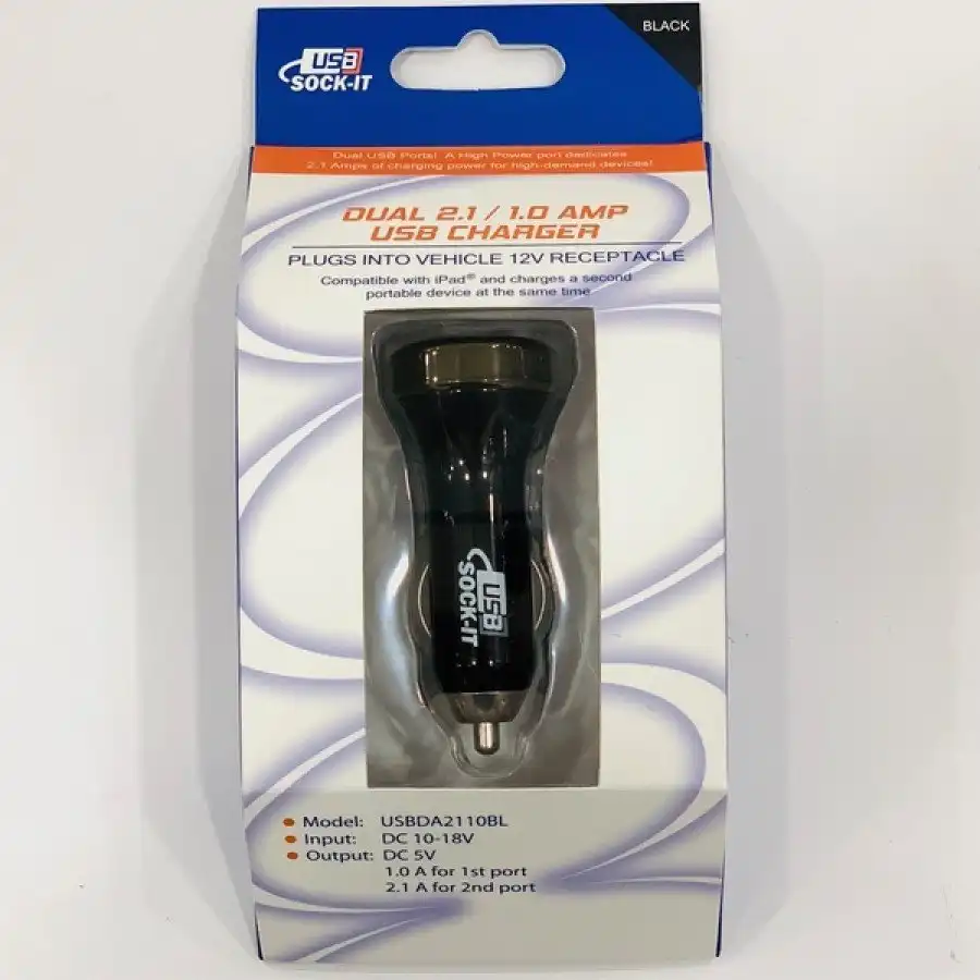 USB SOCK-IT Dual 2.1/1.0 Amp Car Charger