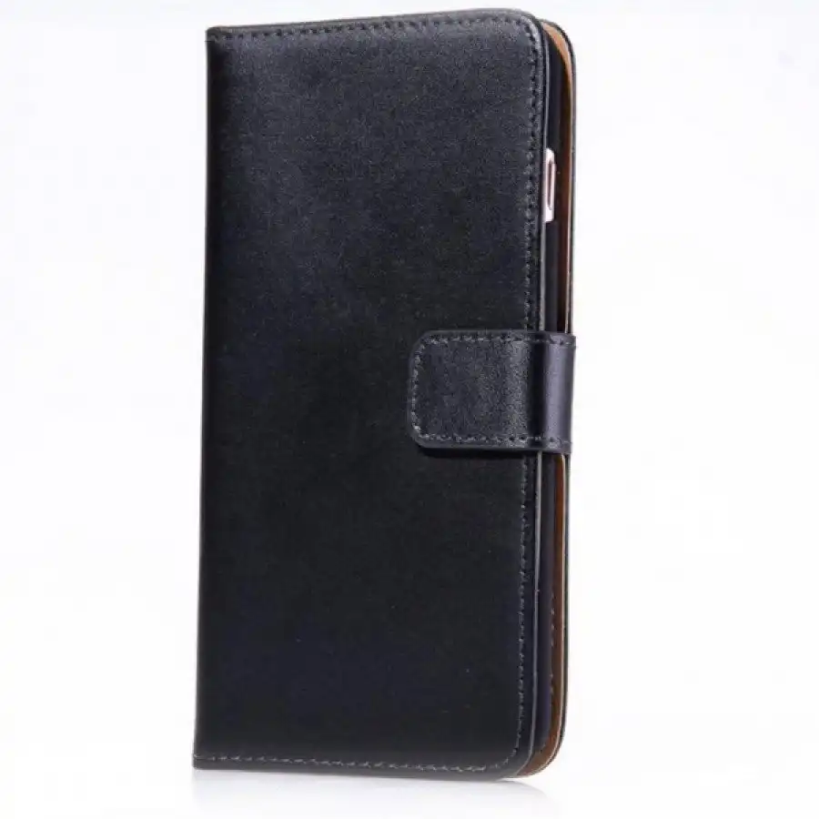 AVOCA iPhone 7 / 8 Genuine Leather Wallet Case, Black