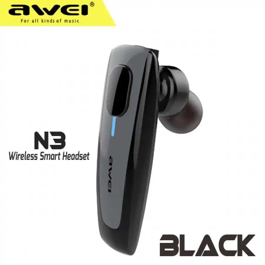AWEI N3 Bluetooth Headset Black - Image 3