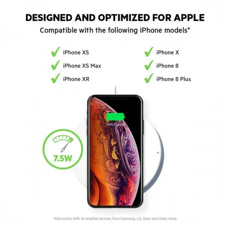 Belkin Boost UP Wireless Charging Pad, Optimal 7.5W Charging for iPhone 8, iPhone 8 Plus and iPhone X - Image 2