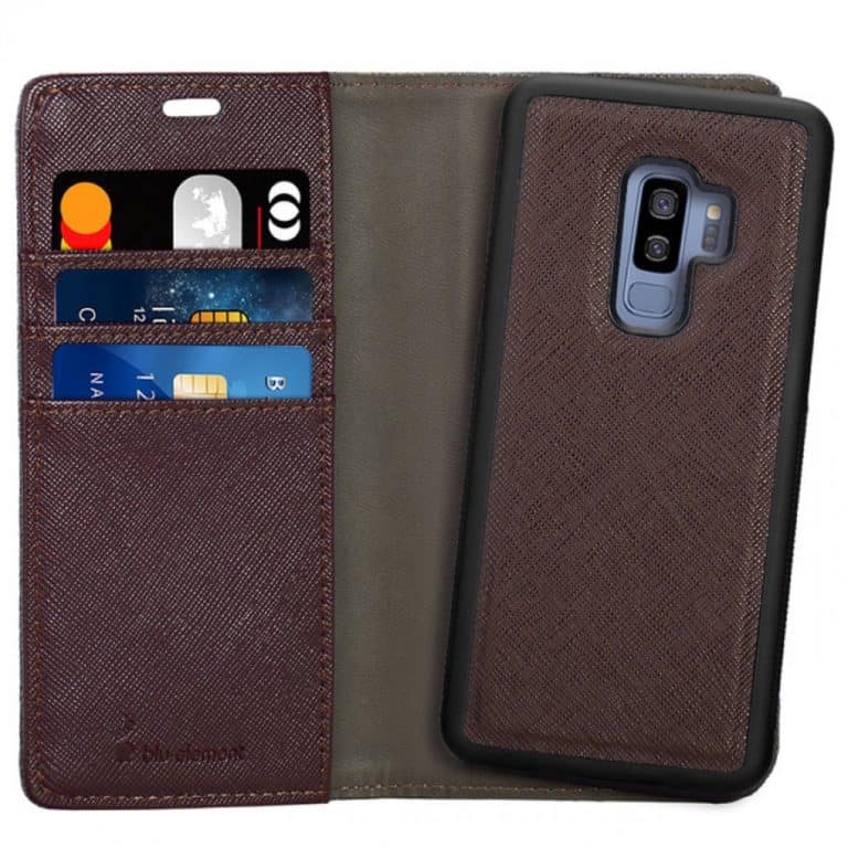 Blu Element – 2 in 1 Folio-2 Tone Case Grey/Brown for Samsung Galaxy S9+